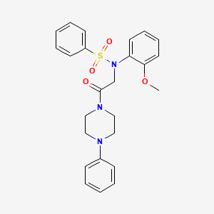 molecular formula C25H27N3O4S B3926787 N-(2-methoxyphenyl)-N-[2-oxo-2-(4-phenyl-1-piperazinyl)ethyl]benzenesulfonamide 