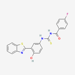 molecular formula C21H14FN3O2S2 B3926882 N-({[3-(1,3-benzothiazol-2-yl)-4-hydroxyphenyl]amino}carbonothioyl)-4-fluorobenzamide 