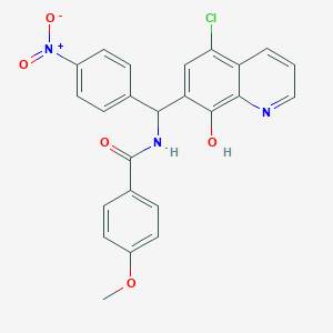 molecular formula C24H18ClN3O5 B3926914 N-[(5-chloro-8-hydroxy-7-quinolinyl)(4-nitrophenyl)methyl]-4-methoxybenzamide 