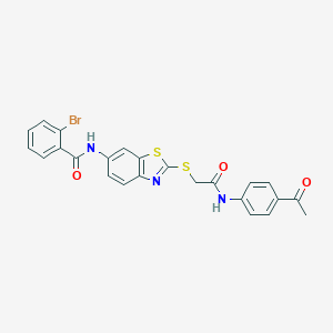 molecular formula C24H18BrN3O3S2 B392695 N-[2-({[(4-ACETYLPHENYL)CARBAMOYL]METHYL}SULFANYL)-1,3-BENZOTHIAZOL-6-YL]-2-BROMOBENZAMIDE 