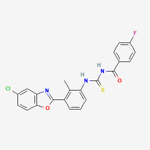 molecular formula C22H15ClFN3O2S B3926999 N-({[3-(5-chloro-1,3-benzoxazol-2-yl)-2-methylphenyl]amino}carbonothioyl)-4-fluorobenzamide 