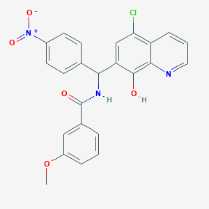 molecular formula C24H18ClN3O5 B3927002 N-[(5-chloro-8-hydroxy-7-quinolinyl)(4-nitrophenyl)methyl]-3-methoxybenzamide 