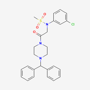 molecular formula C26H28ClN3O3S B3927056 N-(3-chlorophenyl)-N-{2-[4-(diphenylmethyl)piperazin-1-yl]-2-oxoethyl}methanesulfonamide 