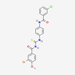 molecular formula C22H17BrClN3O3S B3927096 3-bromo-N-[({4-[(3-chlorobenzoyl)amino]phenyl}amino)carbonothioyl]-4-methoxybenzamide 
