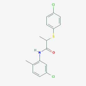 molecular formula C16H15Cl2NOS B3927106 N-(5-chloro-2-methylphenyl)-2-[(4-chlorophenyl)thio]propanamide 