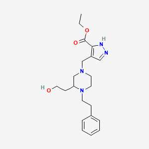 molecular formula C21H30N4O3 B3927184 ethyl 4-{[3-(2-hydroxyethyl)-4-(2-phenylethyl)-1-piperazinyl]methyl}-1H-pyrazole-3-carboxylate 