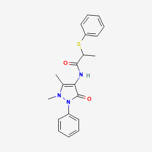 molecular formula C20H21N3O2S B3927202 N-(1,5-dimethyl-3-oxo-2-phenyl-2,3-dihydro-1H-pyrazol-4-yl)-2-(phenylthio)propanamide 