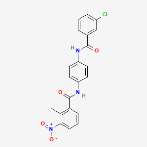 molecular formula C21H16ClN3O4 B3927271 N-{4-[(3-chlorobenzoyl)amino]phenyl}-2-methyl-3-nitrobenzamide 