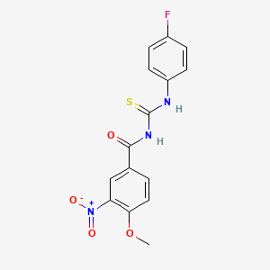 molecular formula C15H12FN3O4S B3927300 N-{[(4-fluorophenyl)amino]carbonothioyl}-4-methoxy-3-nitrobenzamide 
