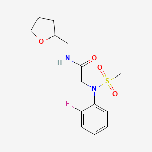 molecular formula C14H19FN2O4S B3927405 N~2~-(2-fluorophenyl)-N~2~-(methylsulfonyl)-N-(tetrahydrofuran-2-ylmethyl)glycinamide 
