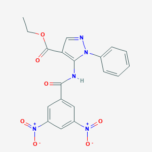 molecular formula C19H15N5O7 B392744 ETHYL 5-(3,5-DINITROBENZAMIDO)-1-PHENYL-1H-PYRAZOLE-4-CARBOXYLATE 