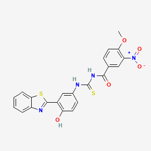 molecular formula C22H16N4O5S2 B3927518 N-({[3-(1,3-benzothiazol-2-yl)-4-hydroxyphenyl]amino}carbonothioyl)-4-methoxy-3-nitrobenzamide 