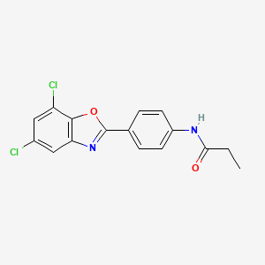 molecular formula C16H12Cl2N2O2 B3927526 N-[4-(5,7-dichloro-1,3-benzoxazol-2-yl)phenyl]propanamide 