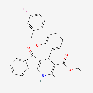 molecular formula C29H24FNO4 B3927615 ETHYL 4-{2-[(3-FLUOROPHENYL)METHOXY]PHENYL}-2-METHYL-5-OXO-1H,4H,5H-INDENO[1,2-B]PYRIDINE-3-CARBOXYLATE 