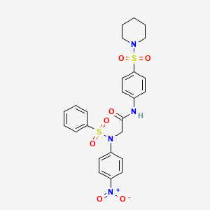 molecular formula C25H26N4O7S2 B3927640 N~2~-(4-nitrophenyl)-N~2~-(phenylsulfonyl)-N~1~-[4-(1-piperidinylsulfonyl)phenyl]glycinamide 