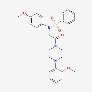 molecular formula C26H29N3O5S B3927682 N-(4-methoxyphenyl)-N-[2-[4-(2-methoxyphenyl)piperazin-1-yl]-2-oxoethyl]benzenesulfonamide 