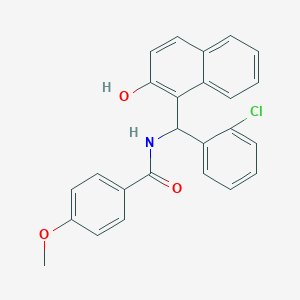 molecular formula C25H20ClNO3 B3927684 N-[(2-chlorophenyl)(2-hydroxy-1-naphthyl)methyl]-4-methoxybenzamide 