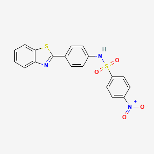 molecular formula C19H13N3O4S2 B3927747 N-[4-(1,3-benzothiazol-2-yl)phenyl]-4-nitrobenzenesulfonamide 