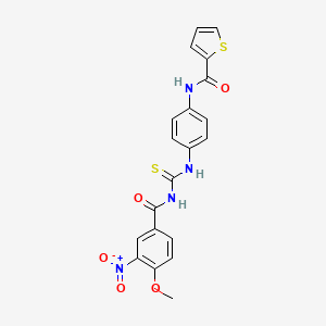molecular formula C20H16N4O5S2 B3927768 N-[4-({[(4-METHOXY-3-NITROPHENYL)FORMAMIDO]METHANETHIOYL}AMINO)PHENYL]THIOPHENE-2-CARBOXAMIDE 