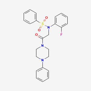 molecular formula C24H24FN3O3S B3927785 N-(2-fluorophenyl)-N-[2-oxo-2-(4-phenylpiperazin-1-yl)ethyl]benzenesulfonamide 