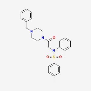 molecular formula C27H31N3O3S B3927820 N-[2-(4-benzyl-1-piperazinyl)-2-oxoethyl]-4-methyl-N-(2-methylphenyl)benzenesulfonamide 