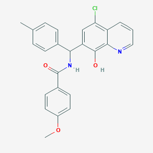molecular formula C25H21ClN2O3 B3927933 N-[(5-chloro-8-hydroxy-7-quinolinyl)(4-methylphenyl)methyl]-4-methoxybenzamide 