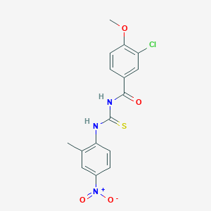 molecular formula C16H14ClN3O4S B3927983 3-chloro-4-methoxy-N-[(2-methyl-4-nitrophenyl)carbamothioyl]benzamide 