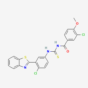 molecular formula C22H15Cl2N3O2S2 B3928186 N-[[3-(1,3-benzothiazol-2-yl)-4-chlorophenyl]carbamothioyl]-3-chloro-4-methoxybenzamide CAS No. 6401-50-9