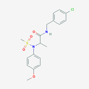 molecular formula C18H21ClN2O4S B3928212 N-[(4-chlorophenyl)methyl]-2-(4-methoxy-N-methylsulfonylanilino)propanamide 