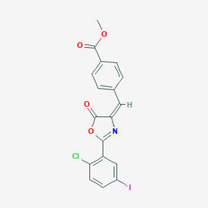 molecular formula C18H11ClINO4 B392876 methyl 4-[(2-(2-chloro-5-iodophenyl)-5-oxo-1,3-oxazol-4(5H)-ylidene)methyl]benzoate 