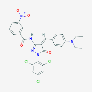 molecular formula C27H22Cl3N5O4 B392886 N-[(4Z)-4-{[4-(DIETHYLAMINO)PHENYL]METHYLIDENE}-5-OXO-1-(2,4,6-TRICHLOROPHENYL)-4,5-DIHYDRO-1H-PYRAZOL-3-YL]-3-NITROBENZAMIDE 