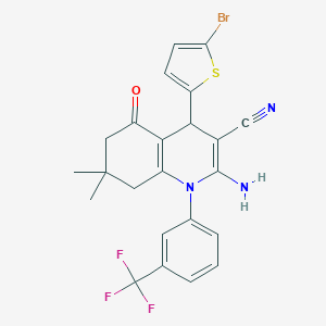 molecular formula C23H19BrF3N3OS B392956 2-Amino-4-(5-bromo-2-thienyl)-7,7-dimethyl-5-oxo-1-[3-(trifluoromethyl)phenyl]-1,4,5,6,7,8-hexahydro-3-quinolinecarbonitrile 