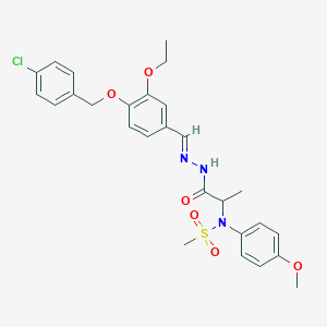 molecular formula C27H30ClN3O6S B392981 N-(1-{N'-[(E)-{4-[(4-CHLOROPHENYL)METHOXY]-3-ETHOXYPHENYL}METHYLIDENE]HYDRAZINECARBONYL}ETHYL)-N-(4-METHOXYPHENYL)METHANESULFONAMIDE 
