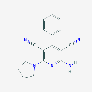 molecular formula C17H15N5 B392997 2-Amino-4-phenyl-6-(pyrrolidin-1-yl)pyridine-3,5-dicarbonitrile CAS No. 77034-27-6