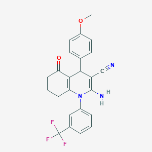 molecular formula C24H20F3N3O2 B393010 2-amino-4-(4-methoxyphenyl)-5-oxo-1-[3-(trifluoromethyl)phenyl]-1,4,5,6,7,8-hexahydroquinoline-3-carbonitrile 