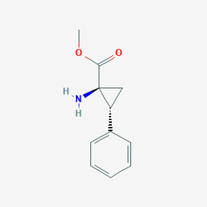 molecular formula C11H13NO2 B039306 Cyclopropanecarboxylic acid, 1-amino-2-phenyl-, methyl ester, (1S-trans)- CAS No. 123806-65-5