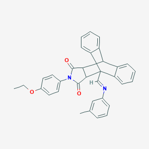 molecular formula C34H28N2O3 B393090 17-(4-ethoxyphenyl)-1-{(E)-[(3-methylphenyl)imino]methyl}-17-azapentacyclo[6.6.5.0~2,7~.0~9,14~.0~15,19~]nonadeca-2,4,6,9,11,13-hexaene-16,18-dione 