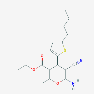 molecular formula C18H22N2O3S B393102 ethyl 6-amino-4-(5-butyl-2-thienyl)-5-cyano-2-methyl-4H-pyran-3-carboxylate 