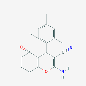 molecular formula C19H20N2O2 B393116 2-amino-4-mesityl-5-oxo-5,6,7,8-tetrahydro-4H-chromene-3-carbonitrile 