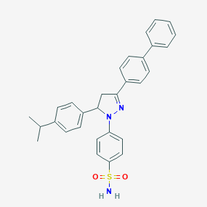 molecular formula C30H29N3O2S B393143 4-{3-(biphenyl-4-yl)-5-[4-(propan-2-yl)phenyl]-4,5-dihydro-1H-pyrazol-1-yl}benzenesulfonamide 