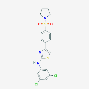 molecular formula C19H17Cl2N3O2S2 B393145 N-(3,5-dichlorophenyl)-4-[4-(1-pyrrolidinylsulfonyl)phenyl]-1,3-thiazol-2-amine 