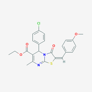 molecular formula C24H21ClN2O4S B393149 ethyl (2E)-5-(4-chlorophenyl)-2-[(4-methoxyphenyl)methylidene]-7-methyl-3-oxo-5H-[1,3]thiazolo[3,2-a]pyrimidine-6-carboxylate CAS No. 181058-44-6