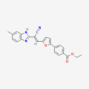 molecular formula C24H19N3O3 B3931558 ETHYL 4-{5-[(1E)-2-CYANO-2-(5-METHYL-1H-1,3-BENZODIAZOL-2-YL)ETH-1-EN-1-YL]FURAN-2-YL}BENZOATE 