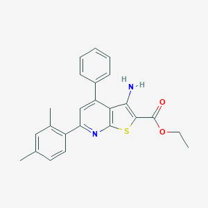 molecular formula C24H22N2O2S B393158 Ethyl 3-amino-6-(2,4-dimethylphenyl)-4-phenylthieno[2,3-b]pyridine-2-carboxylate 