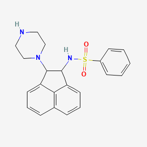 molecular formula C22H23N3O2S B3931664 N-[2-(piperazin-1-yl)-1,2-dihydroacenaphthylen-1-yl]benzenesulfonamide 