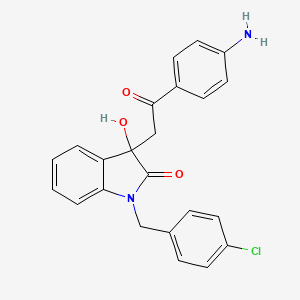 molecular formula C23H19ClN2O3 B3931677 3-[2-(4-AMINOPHENYL)-2-OXOETHYL]-1-[(4-CHLOROPHENYL)METHYL]-3-HYDROXY-2,3-DIHYDRO-1H-INDOL-2-ONE 