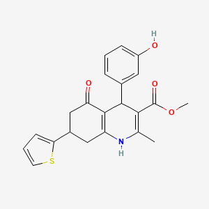 molecular formula C22H21NO4S B3931721 Methyl 4-(3-hydroxyphenyl)-2-methyl-5-oxo-7-(thiophen-2-yl)-1,4,5,6,7,8-hexahydroquinoline-3-carboxylate 