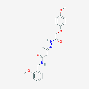 molecular formula C21H25N3O5 B393179 N-(2-methoxybenzyl)-3-{[(4-methoxyphenoxy)acetyl]hydrazono}butanamide 