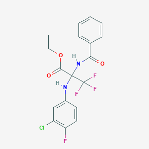 molecular formula C18H15ClF4N2O3 B393185 Ethyl 2-(benzoylamino)-2-(3-chloro-4-fluoroanilino)-3,3,3-trifluoropropanoate 