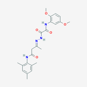 molecular formula C23H28N4O5 B393186 3-{[(2,5-dimethoxyanilino)(oxo)acetyl]hydrazono}-N-mesitylbutanamide 